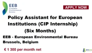 2026 EEB Policy Assistant Internship Programme in Brussels